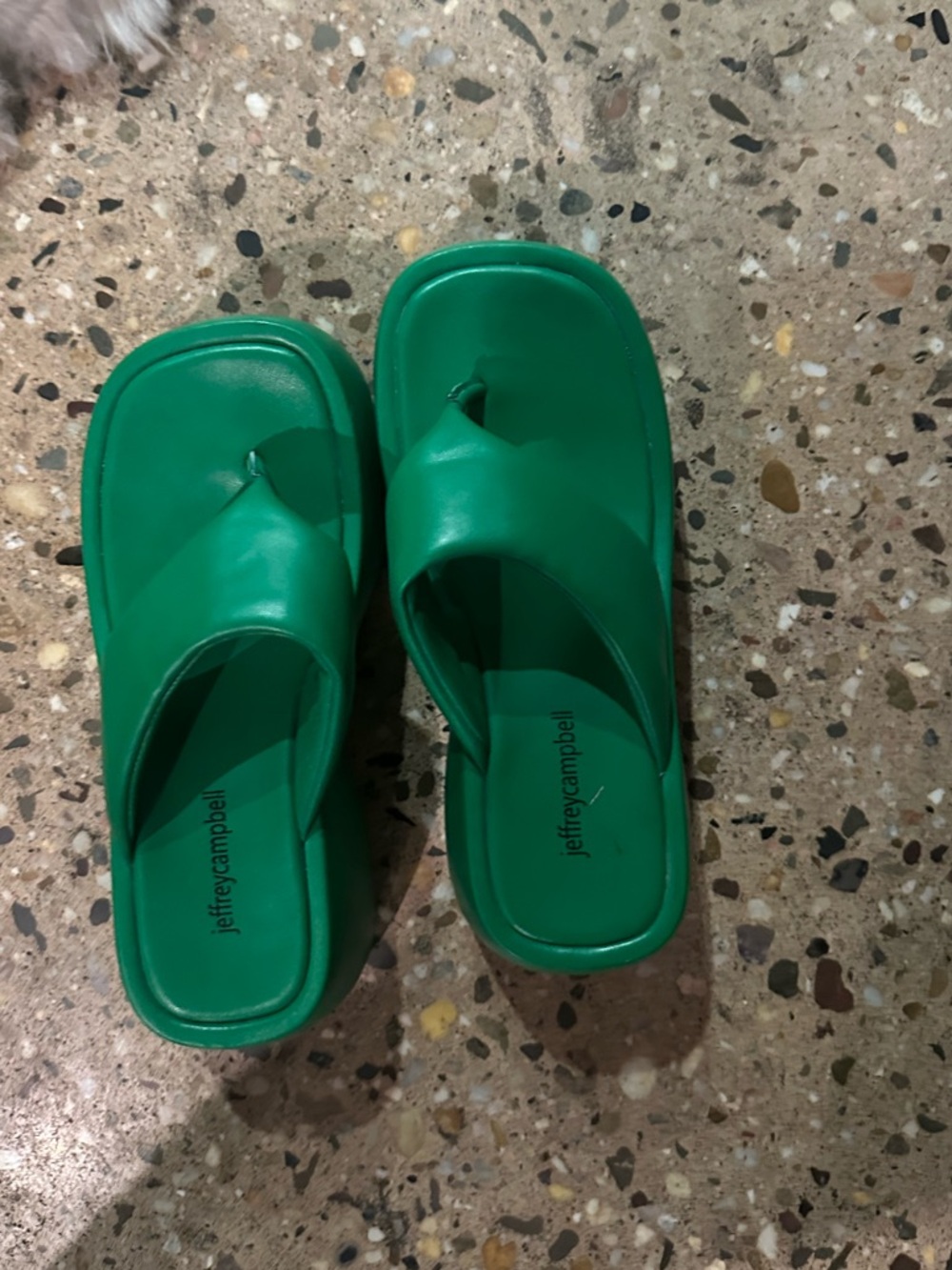 Jeffrey Campbell Green Square-Toe Thong Sandals